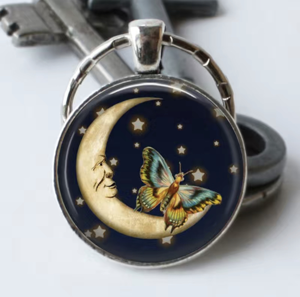 3/$25 Moon and Butterfly Celestial Keychain NEW